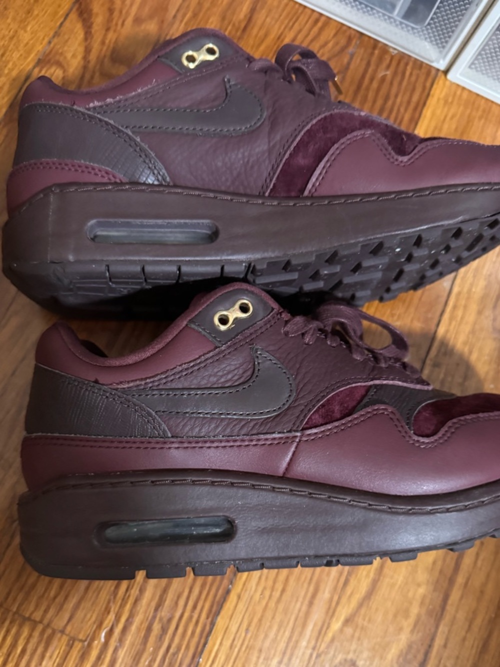 Nike women Burgundy and Dark Brown Leather Sneakers